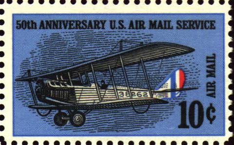 Image of Airmail stamp, C74, the 50th anniversary of U.S. Airmail service