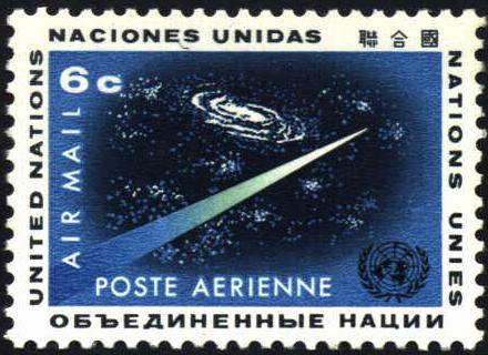 Image of the UN commemorative space stamp, Scott Cat. No. C8