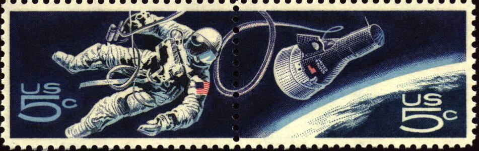 Image of the Project Gemini commemorative stamps, Scott Cat. Nos. 1331, and 1332